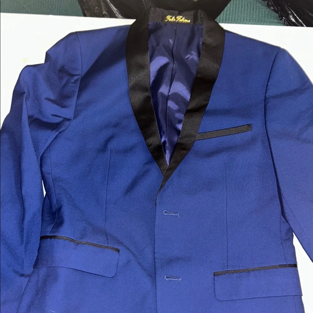 Navy Blue High-Waisted Dress Pants with Tapered Fit